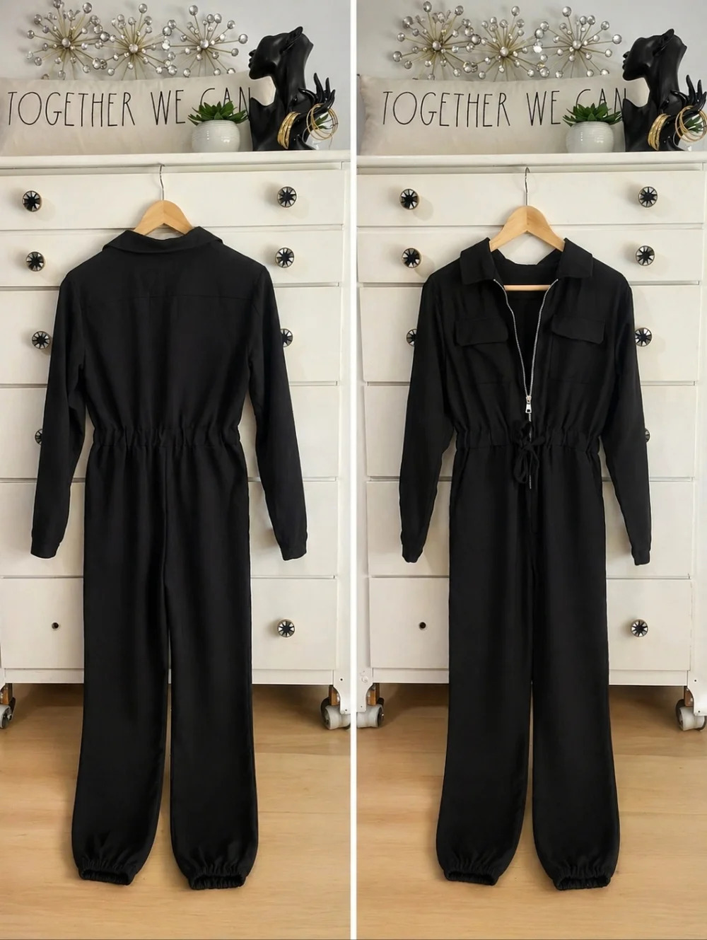 Cupshe Black Utility Jumpsuit – Size Small NWT | Elastic Waist, Street Chic Stap - Picture 2 of 11